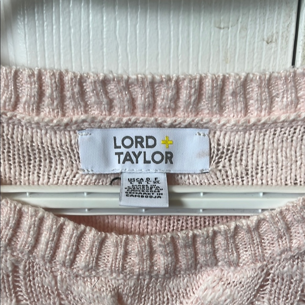 Lord + Taylor Pink Cable Knit Sweater - Picture 2 of 5